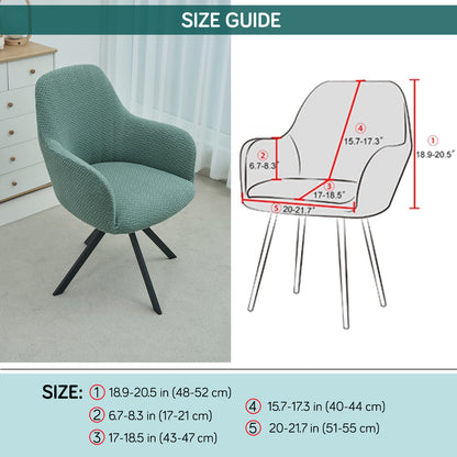 Premium Jacquard Fully Covered Cover for Swivel Dining Chair with Arms, Continental Green