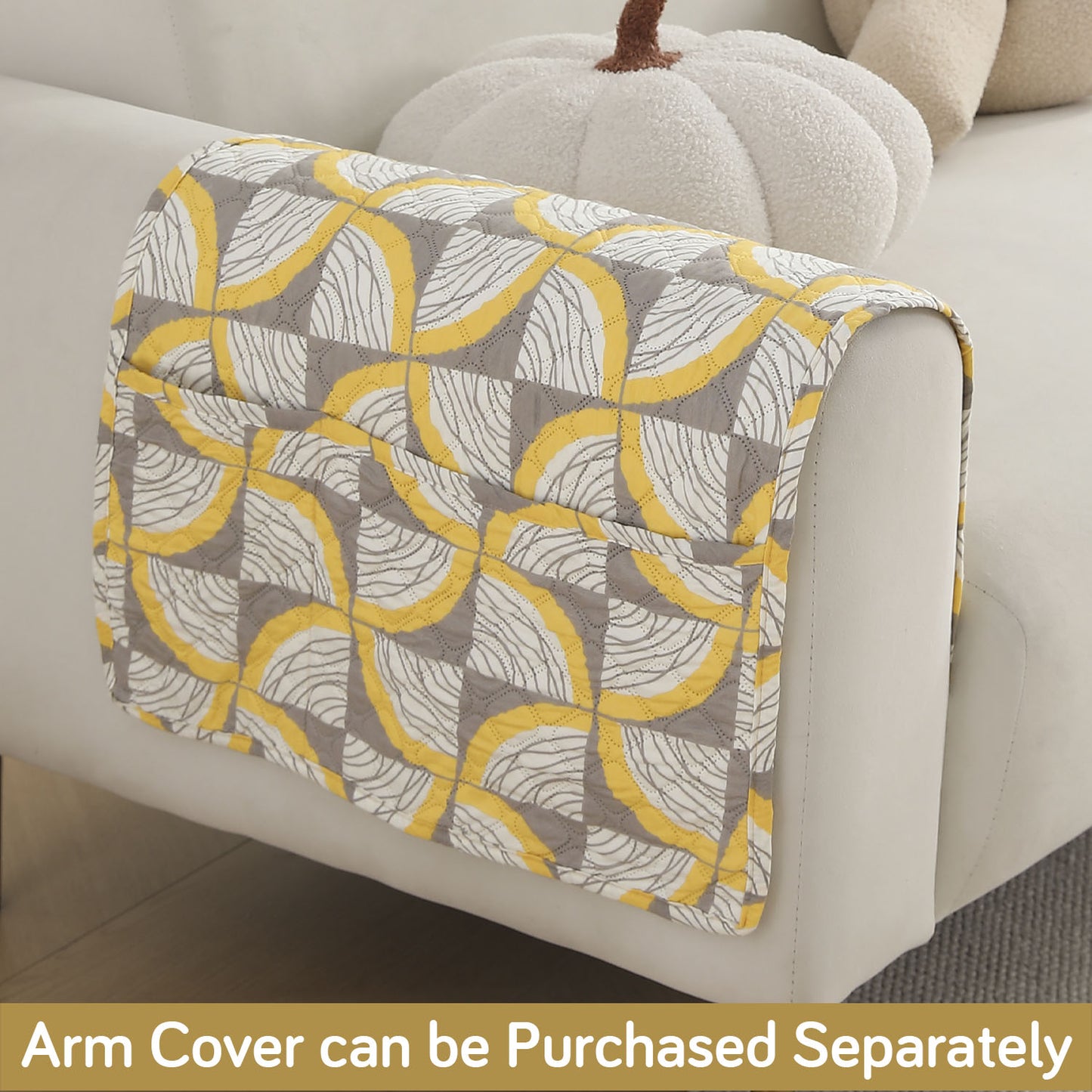 Polyester Printed Quilted Sofa Cover Mats, Windmill Cyber Yellow