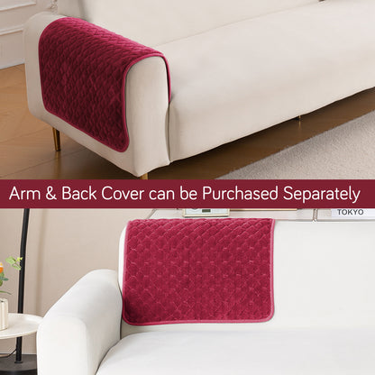 Diamond Plush Pebble Quilted Sofa Cover Mat, Wine