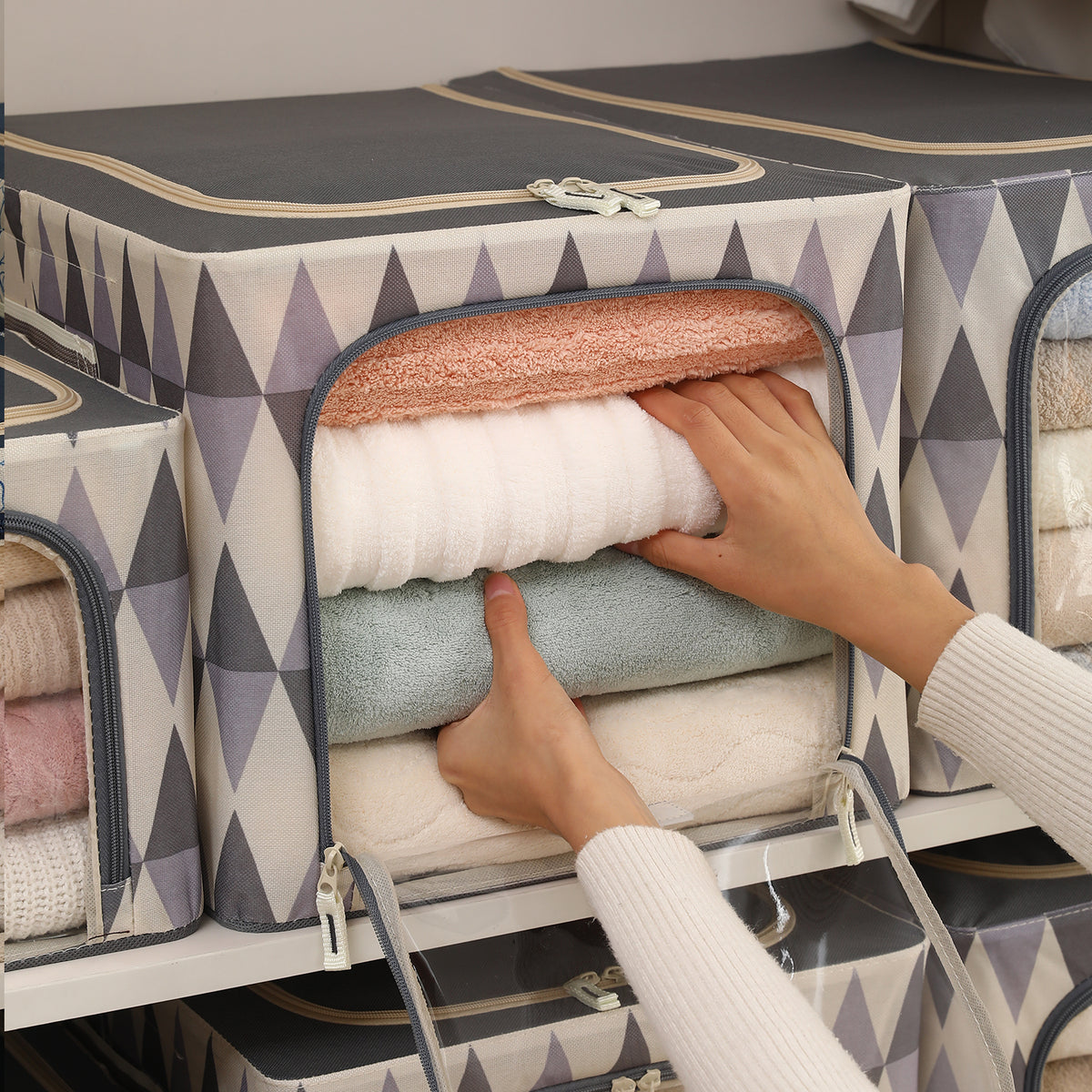 Foldable Cloth Storage  Box Organizer for Wardrobe - Ash Mirage