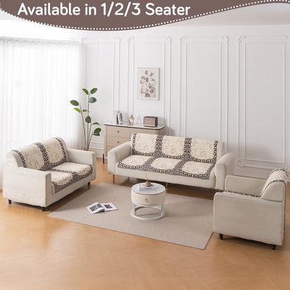 LoomVerse Quilted Sofa Cover Set Washable Sofa Panel for Seat & Back - Petal Harmony