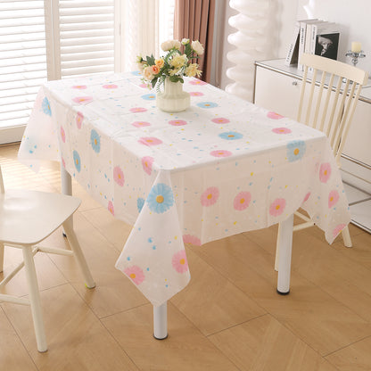 PEVA Waterproof Table Cover Cloth for 2/4/6 Seaters Dining Table | Dustproof Table Cloth for Study & Coffee Table, Dahlia Blush Pink