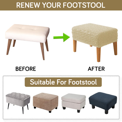 Aria Nova 280 GSM Bubble Stretchable Foot Rest Stool Cover, Beige