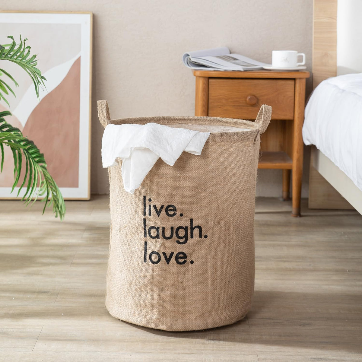 Folding Laundry Storage Basket - Large 51 Ltr, Beige
