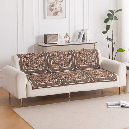 LoomVerse Quilted Sofa Cover Set Washable Sofa Panel for Seat & Back - Rustic Lattice