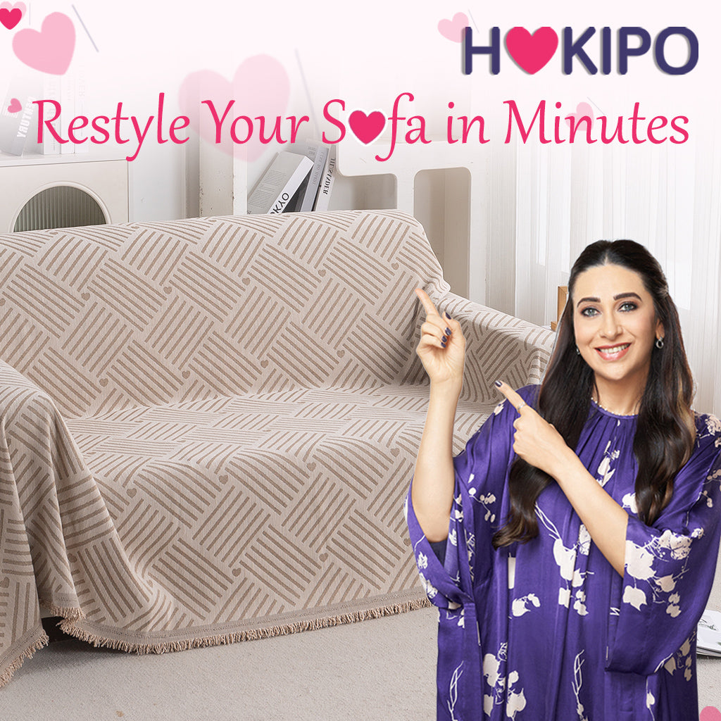 Buy Premium & Stylish Beige Geo Weave Serene Abode Chenille 2 Seater Sofa Throw | HOKIPO