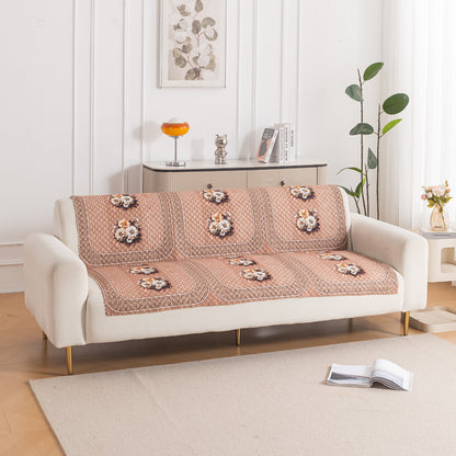 LoomVerse Quilted Sofa Cover Set Washable Sofa Panel for Seat & Back - Vintage Rosette