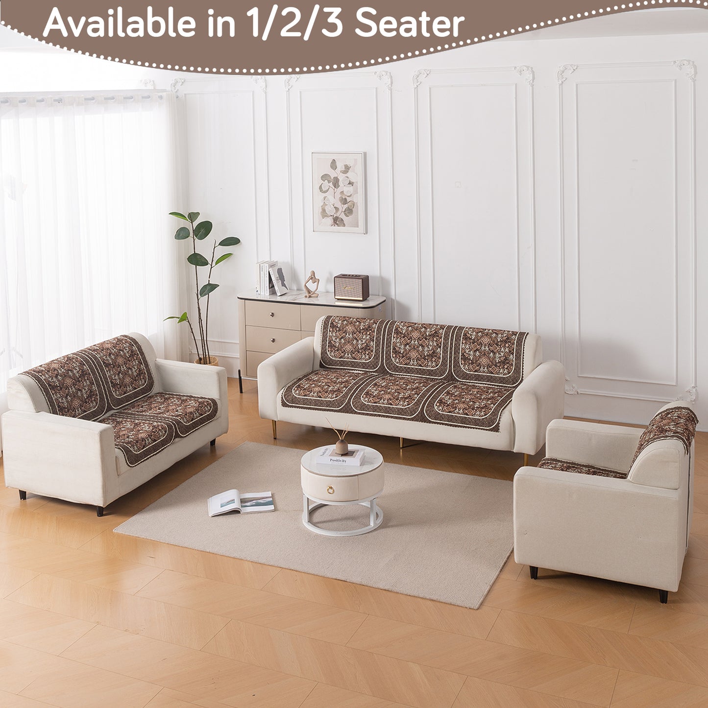 LoomVerse Quilted Sofa Cover Set Washable Sofa Panel for Seat & Back - Rustic Lattice