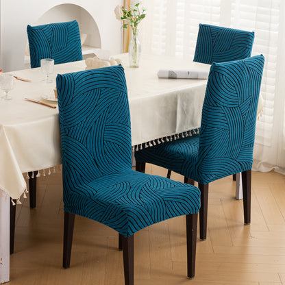 WaveLine Series 180 GSM Jacquard Chair Cover Set of 1/2/4/6, Teal Green