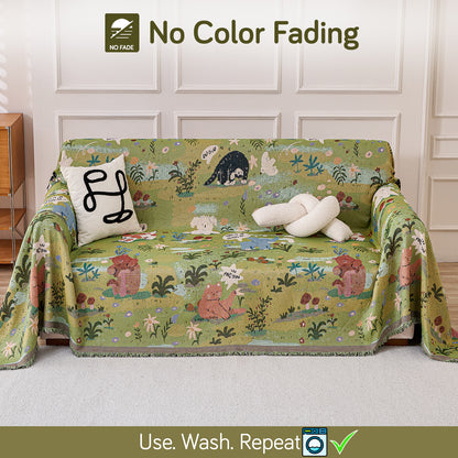 All-Season Chenille Sofa Throw, Forest Story Series