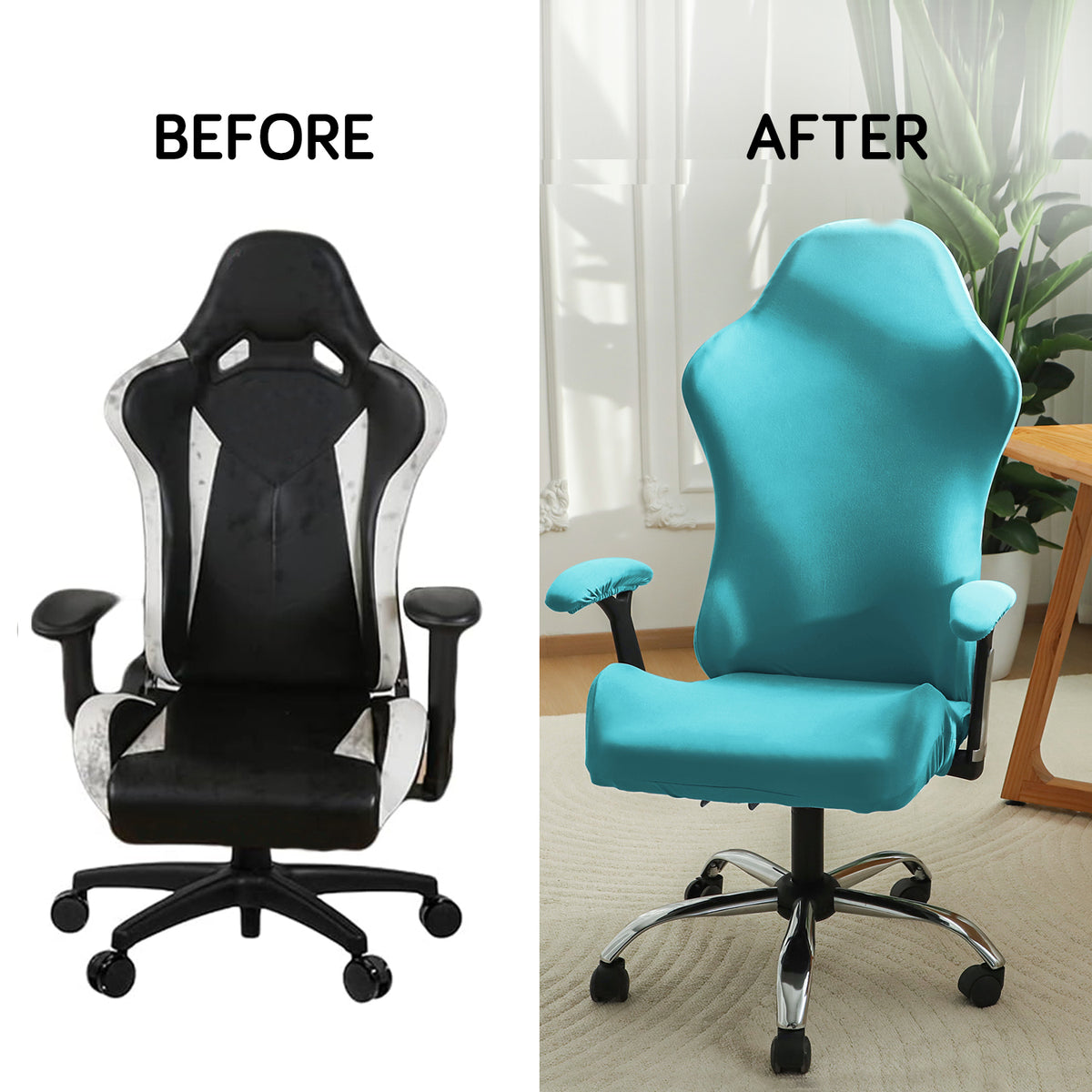 Gaming Chair Cover Stretchable Computer Rotating Chair Seat Covers Slipcover, Sky Blue