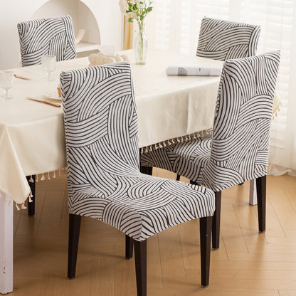 WaveLine Series 180 GSM Jacquard Chair Cover Set 1/2/4/6, Classic White