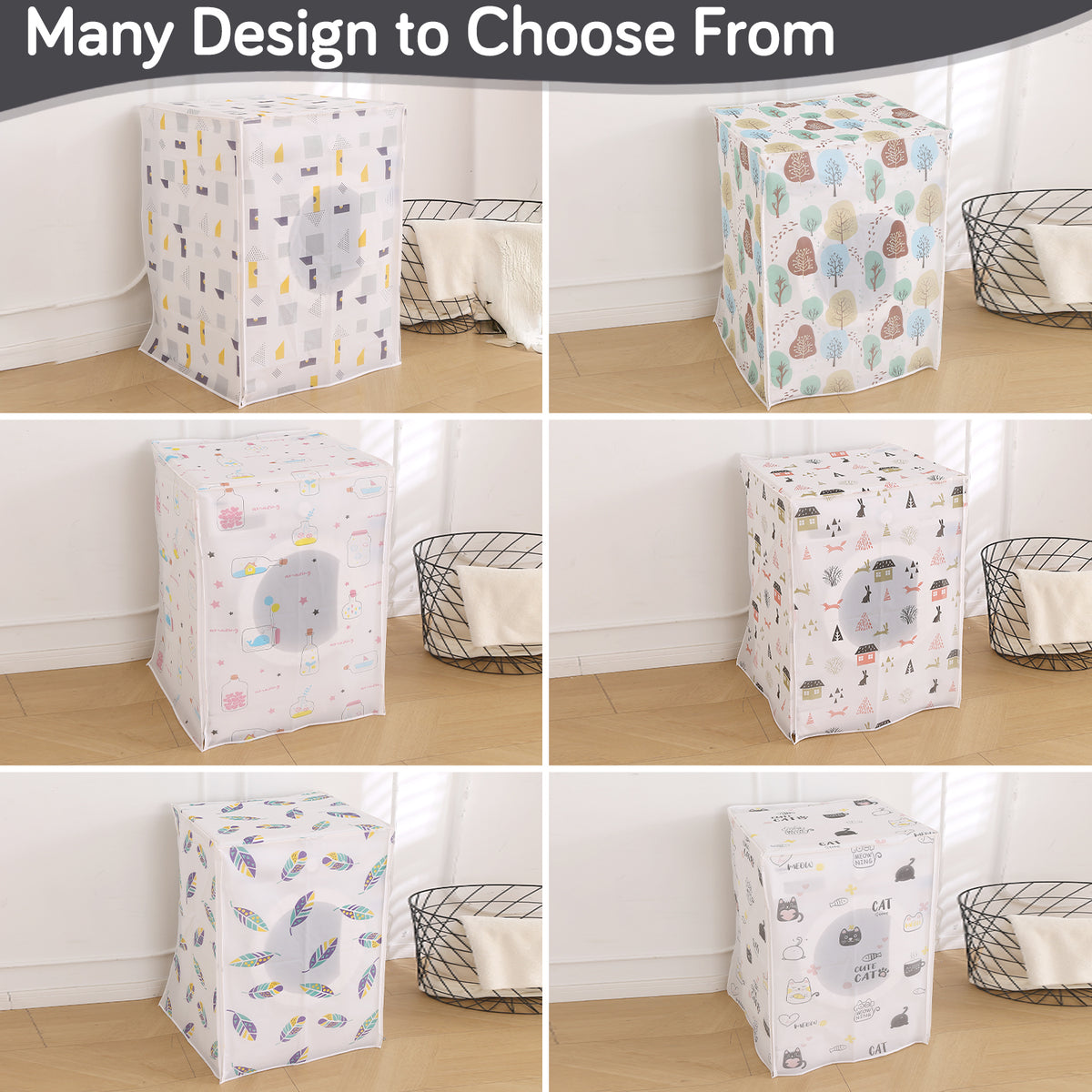 Buy playful cats print washing machine cover for 6kg to 8kg machines with full cover | Hokipo