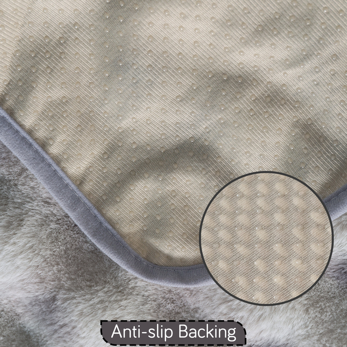 Faux Rabbit Fur Sofa Cover with Lace |Gradient Rabbit Plush, Grey