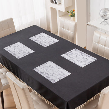 Marble Fusion PVC Mats for Dining Table, Misty Clouds - Spanish Grey