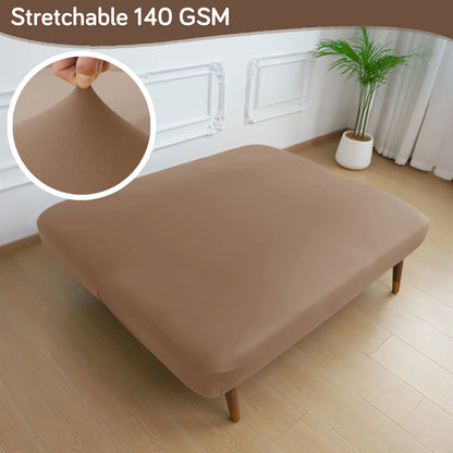 SereneSolids Stretchable Elastic Armless Sofa Cover – 140 GSM, Futon Slipcover, Easy Fit, Dark Camel