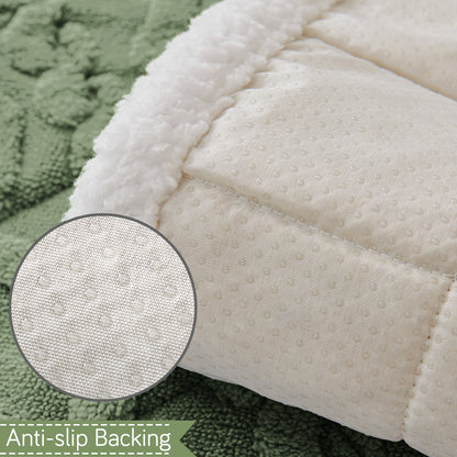 'Italian Caelora' Luxury Jacquard Plush Anti-Slip Sofa Cover Mat - Sage Green