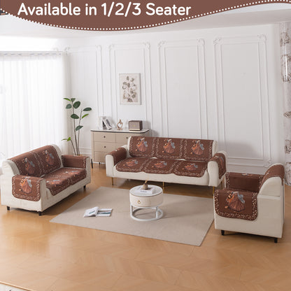 HeavenHue Fleece Soft Touch Quilted Sofa Cover Set Washable Sofa Panel for Seat & Back - Nritya Echo