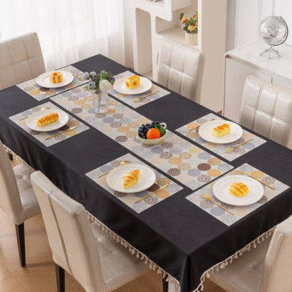 Color Splash PVC Mats for Dining Table, Abstract Circles - Olive Brown