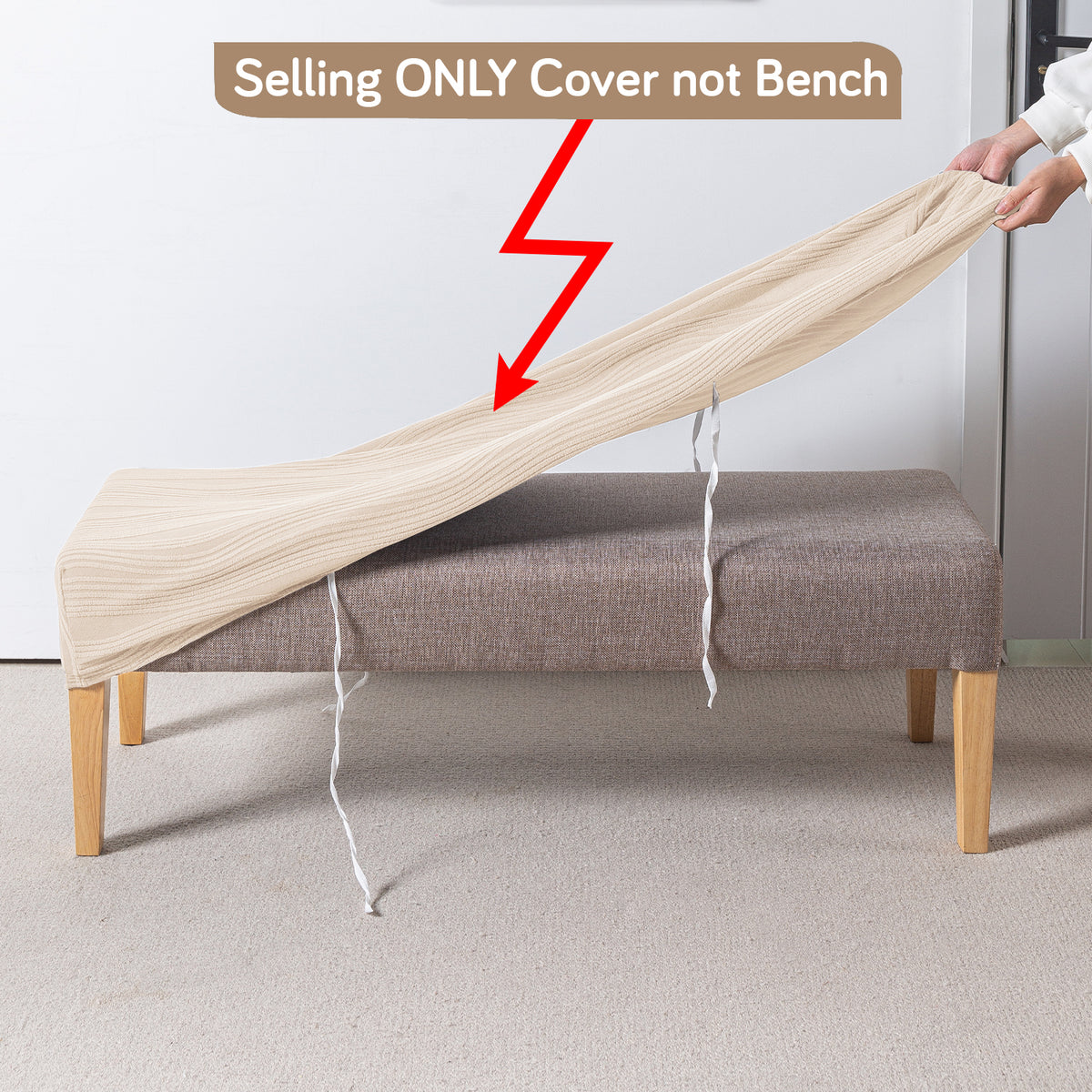 Nestiva Series 200gsm Knitting Jacquard Bench Cover - Skimmed Cream