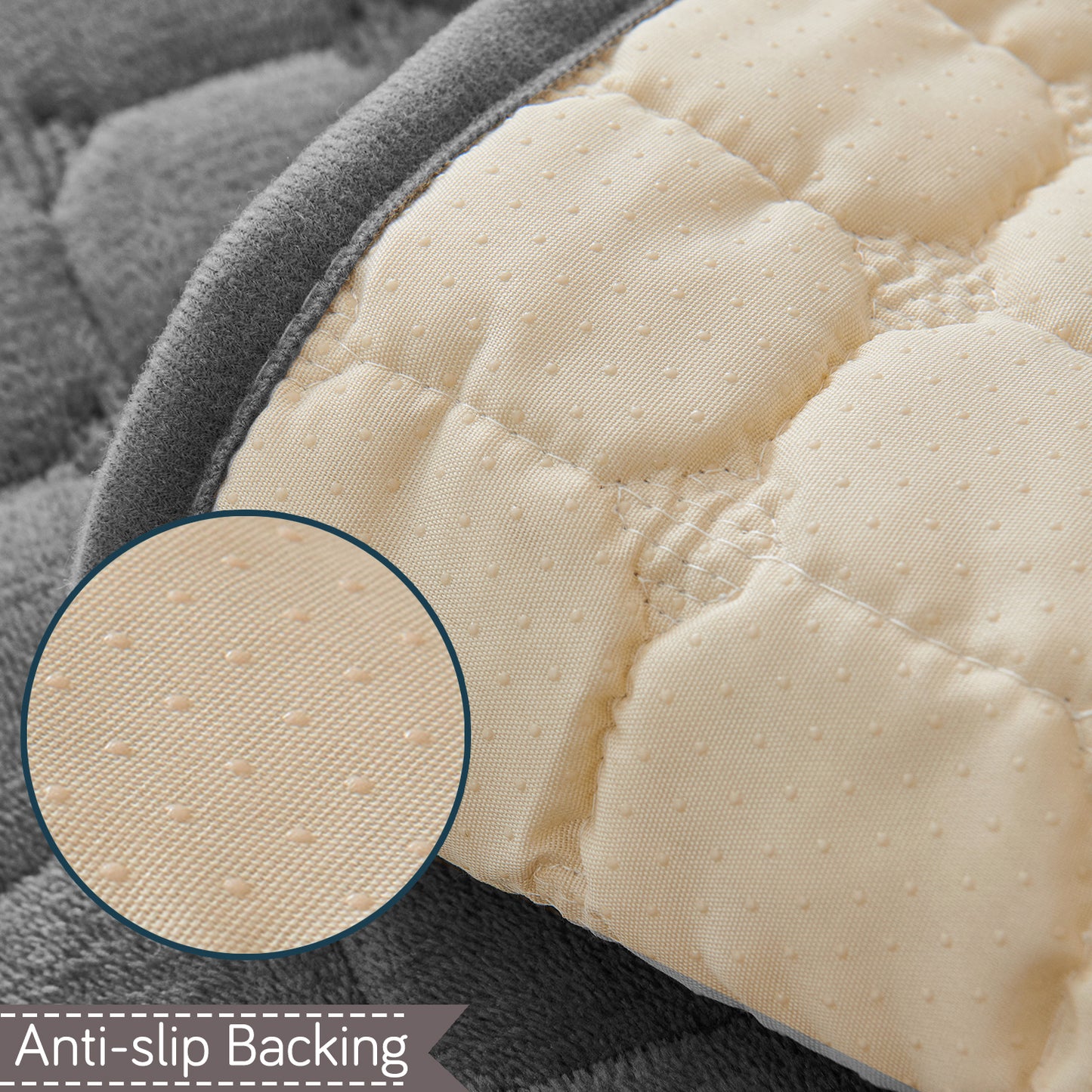 BelleLace Series Imperial Milk Velvet L Shape Sofa Cover Mat with Lace Design - Porpoise Grey