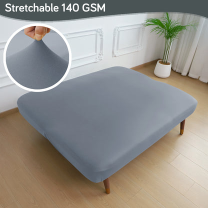 SereneSolids Stretchable Elastic Armless Sofa Cover – 140 GSM, Futon Slipcover, Easy Fit, Smokey Grey
