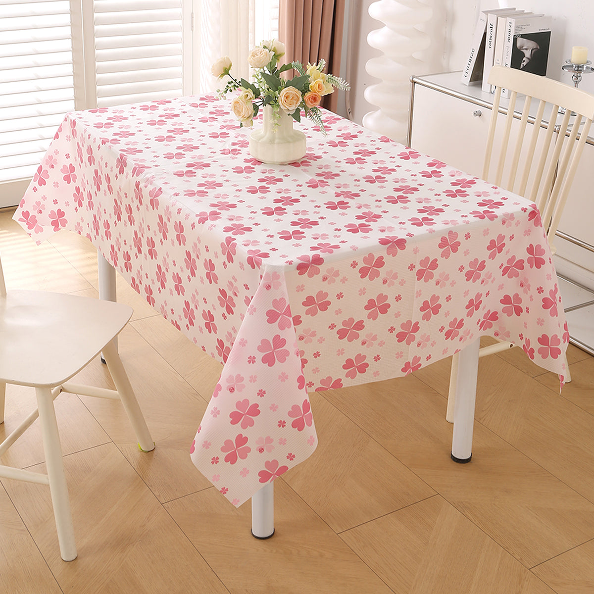 Buy Premium Valentine Rose Pink Print PEVA Waterproof Dining Table Cover - HOKIPO | Har Ghar Ka Humsafar