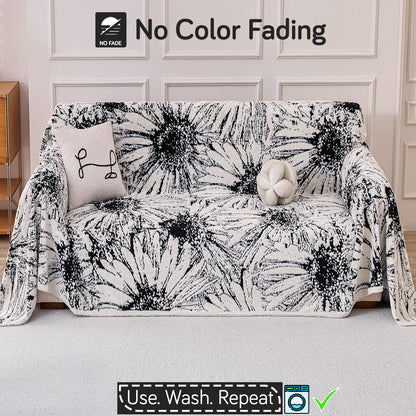 Buy Midnight Black Colour DaisyBloom Series Luxury Plush Sofa Throw – Two Seater Sofas | HOKIPO
