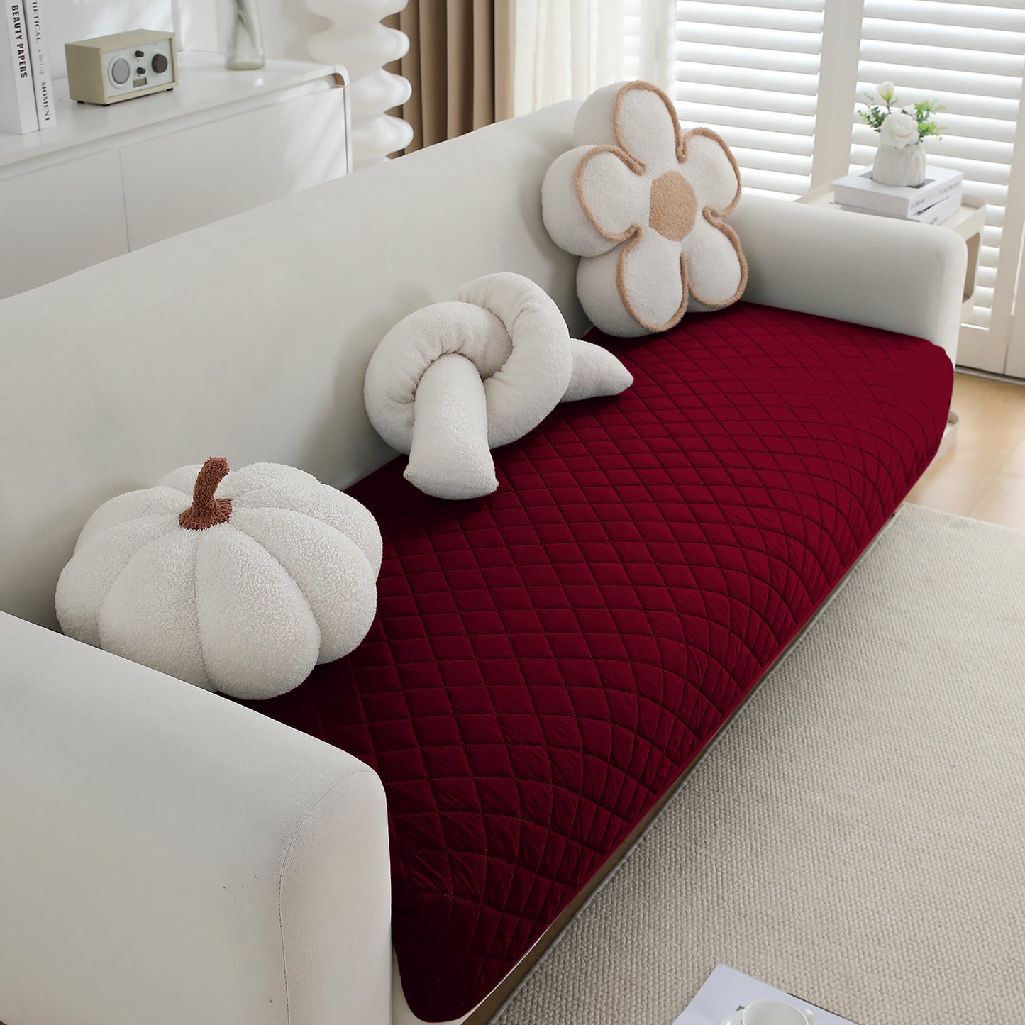 HOKIPO Waterproof Quilted Mats, Burgundy