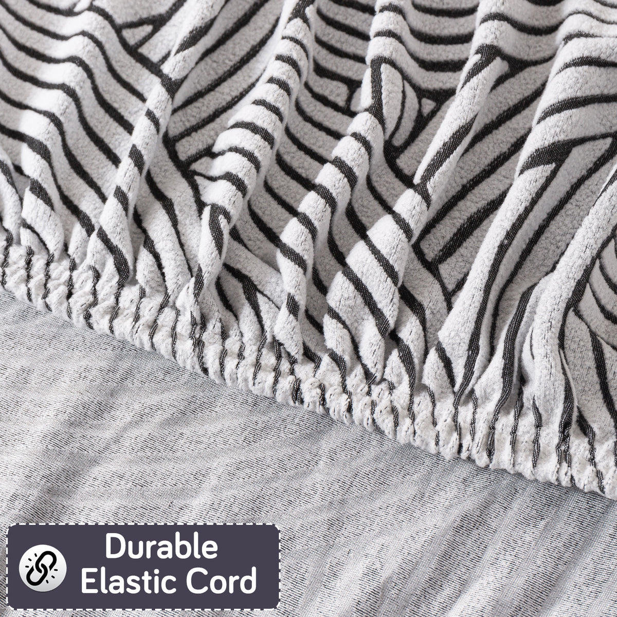 Buy classic white colour elastic waveline series jacquard sofa cover​s | HOKIPO