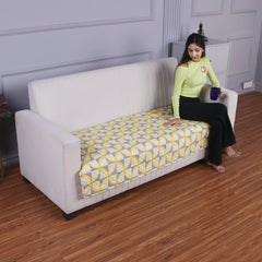 Quilted Sofa Seat Mat Covers for 1/2/3 Seater Sofa, Windmill Cyber Yellow