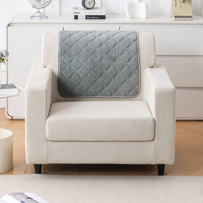 Diamond Tuft Plush Sofa Cover Mat, Stone Grey
