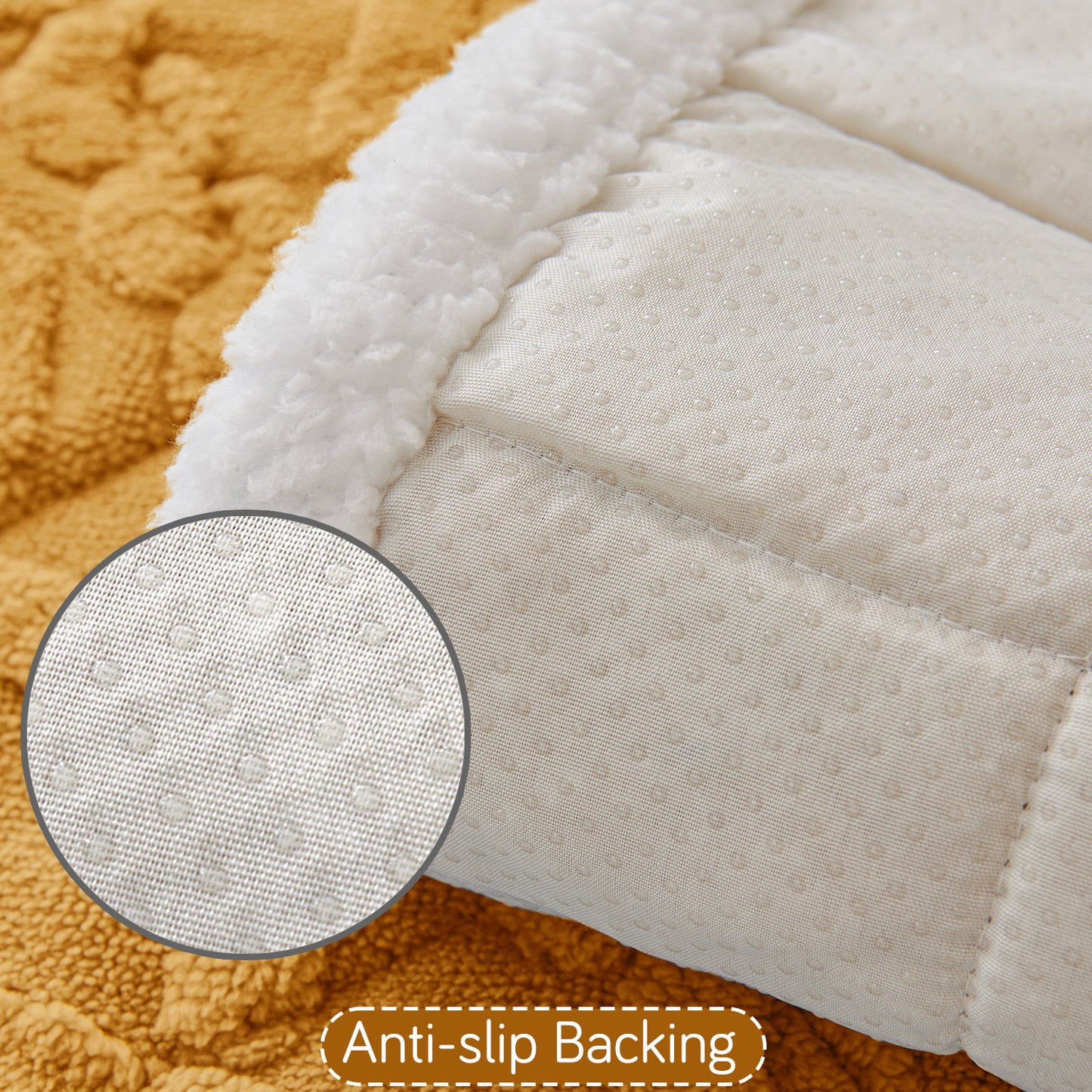 'Italian Caelora' Luxury Jacquard Plush Anti-Slip Sofa Cover Mat - Honey Yellow