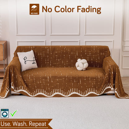 Buy Brown Colour Supple Soft Wavy Plush Sofa Throw Blanket | HOKIPO
