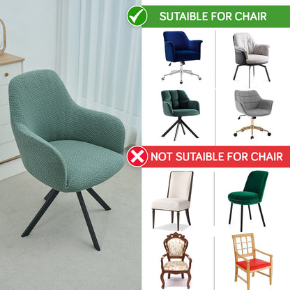 Premium Jacquard Fully Covered Cover for Swivel Dining Chair with Arms, Continental Green