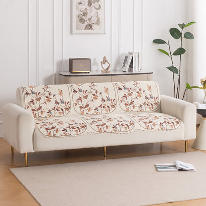 HeavenHue Fleece Soft Touch Quilted Sofa Cover Set – Washable Sofa Panel for Seat & Back - Autumn Whisper