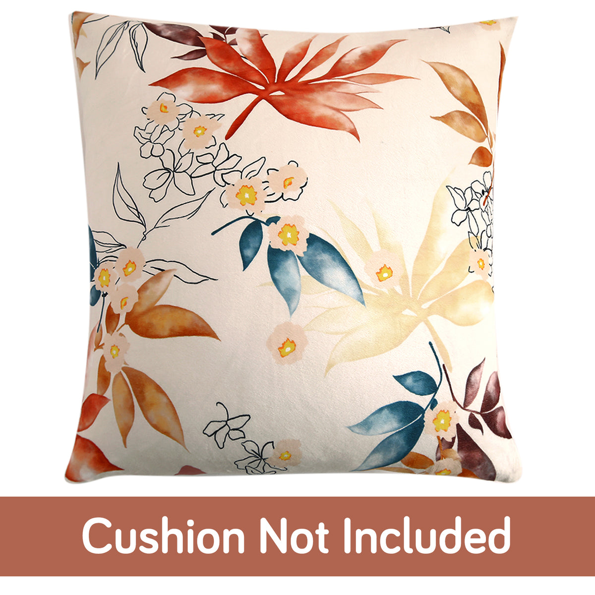 Buy cute Amber Serene Flora Printed Zippered Velvet Cushion Covers  | For Square Pillows