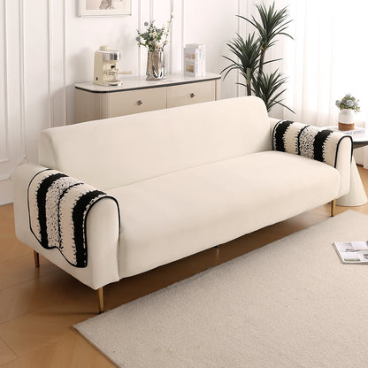Luxury Wavy Plush Anti-Slip Sofa Cover Mats - Black