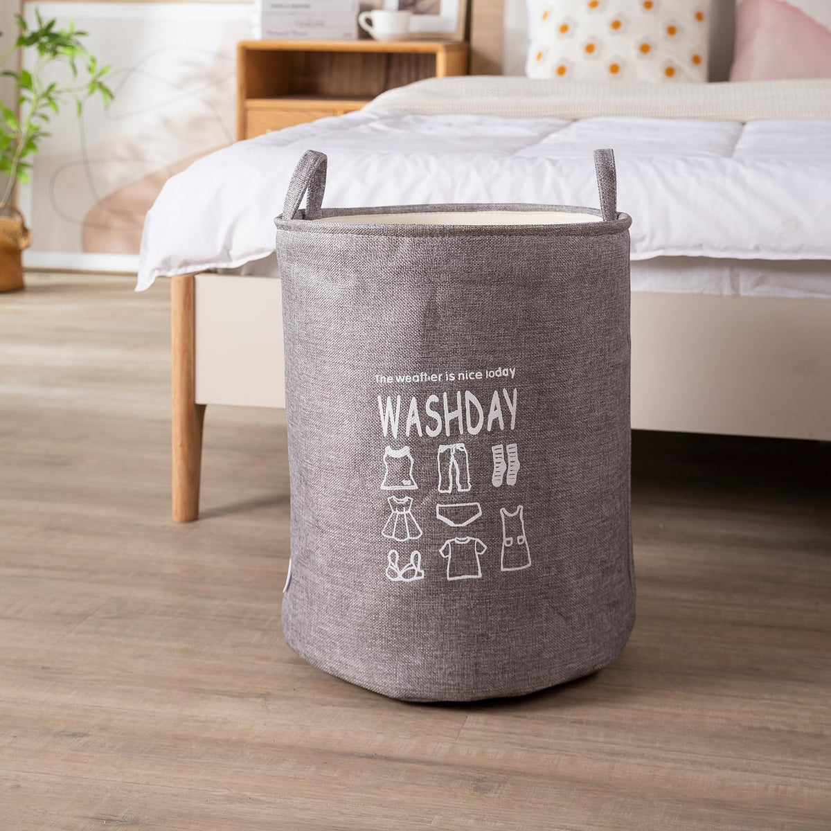 Folding Laundry Basket for Clothes, 43L - Grey