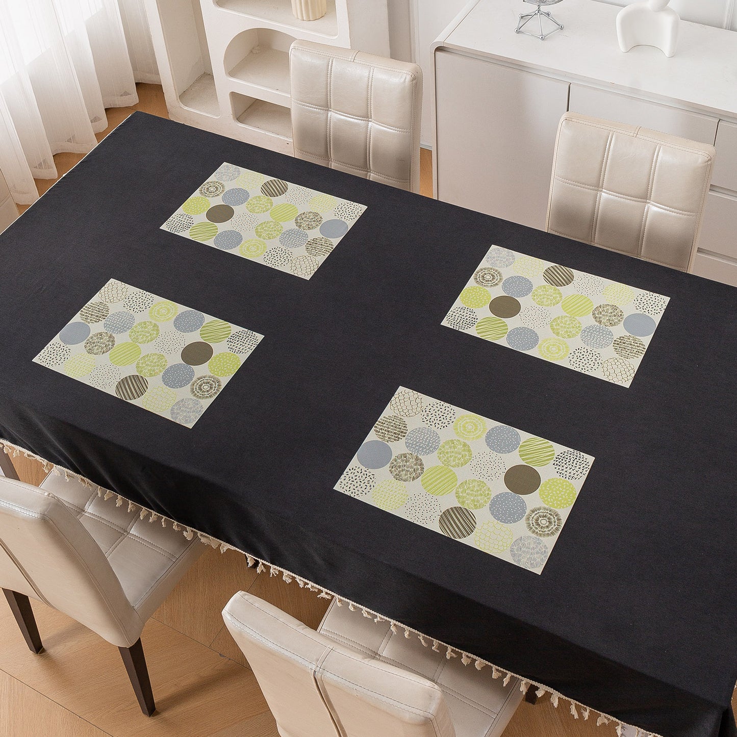Color Splash PVC Mats for Dining Table, Bubble - Lemon Yellow