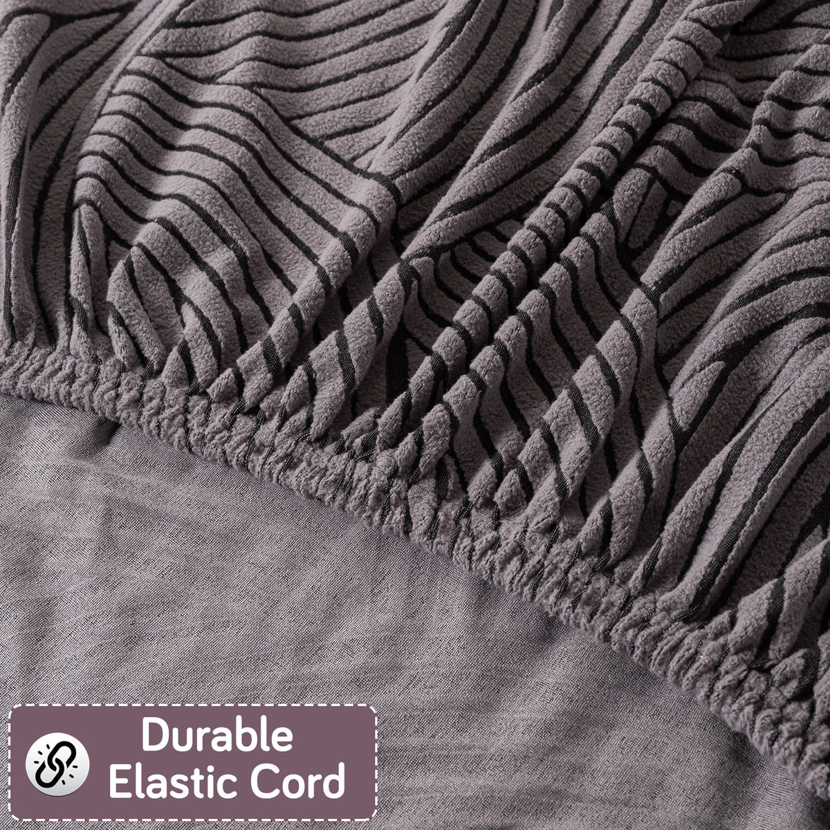 Buy charcoal grey colour elastic waveline series jacquard sofa cover​s