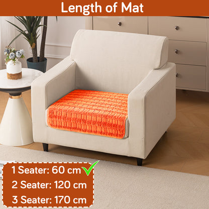 Premium Plush Anti Slip Sofa Mat for 1/2/3 Seater, Orange
