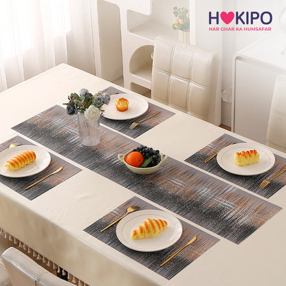 Marble Fusion PVC Mats for Dining Table, Mineral Rain - Embered Copper