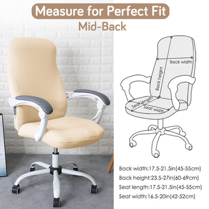 Office Chair Cover for Desk Chair (Mid-Back) – 140 GSM Stretch Fabric – Washable, Durable & Anti-Slip – Fits Mid-Back Office Chairs, Beige