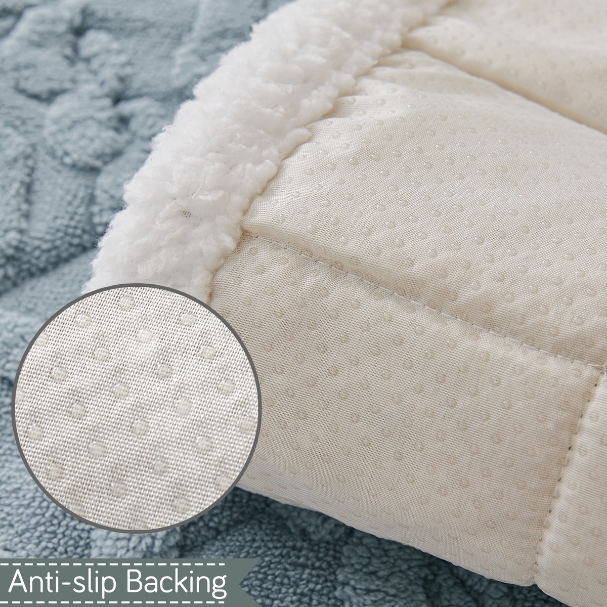 'Italian Caelora' Luxury Jacquard Plush Anti-Slip Sofa Cover Mat - Powder Blue