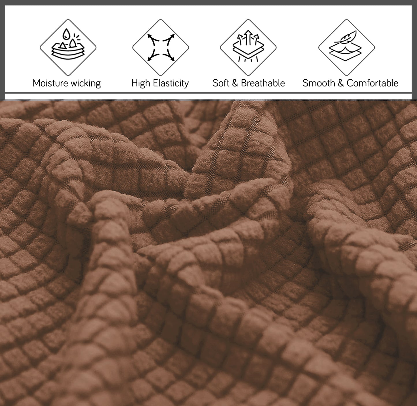 HOKIPO Jacquard Stretchable Bed Headboard Cover, Brown