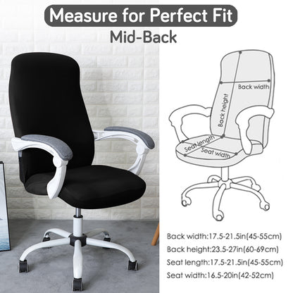 Office Chair Cover for Desk Chair (Mid-Back) – 140 GSM Stretch Fabric – Washable, Durable & Anti-Slip – Fits Mid-Back Office Chairs, Black