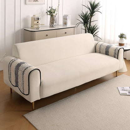 Luxury Wavy Plush Anti-Slip Sofa Cover Mats - Pewter Grey
