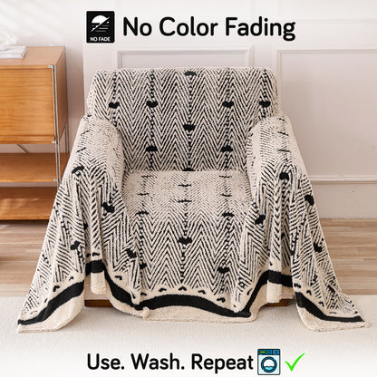 Buy Jade Black Cream Colour Cozy Heart Series Luxury Plush Sofa Throw – 1 Seater Sofas | HOKIPO