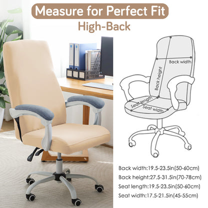 Office Chair Cover for Executive Chair (High-Back) – 140 GSM Stretch Fabric – Washable, Durable & Anti-Slip – Fits High-Back Office Chairs, Beige